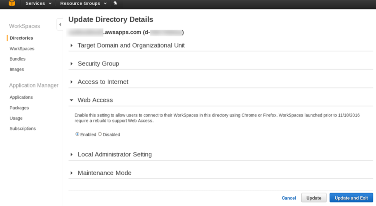 screenshot of Amazon WorkSpaces